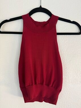 superdown Red Ribbed Mock Neck Tank Top Size M